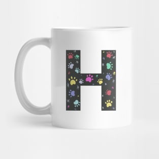 H letter  with colorful paw print Mug